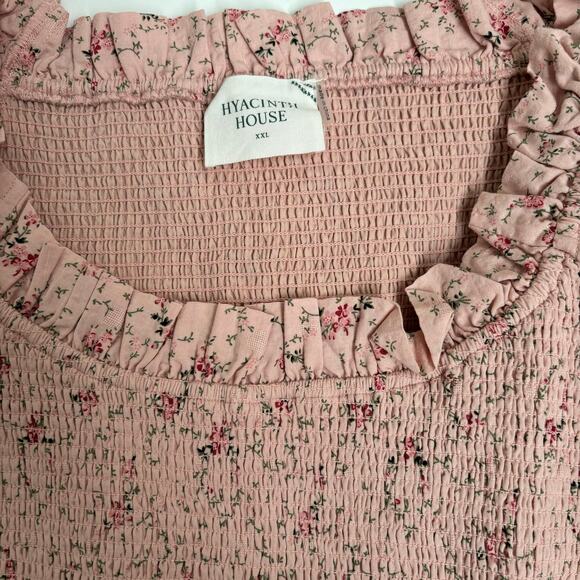 Hyacinth House Smocked Pink Floral Marie Mini Dress Size XXL NWT Cottagecore - Picture 4 of 7